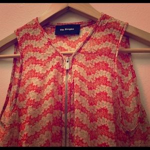 The Kooples blouse- semi sheer zip up sleeveless
